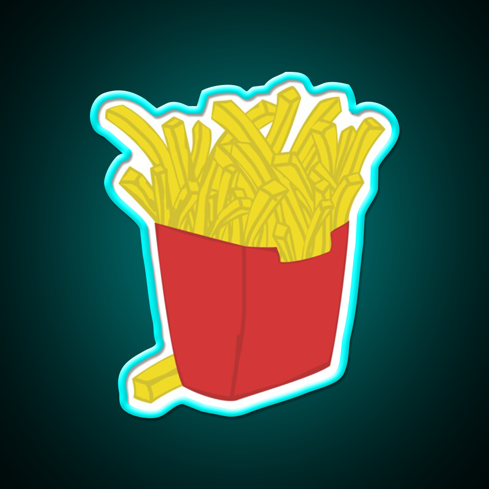 Box Of Fries Fast Food Led Neon Sign For Burger Place Rgb Color