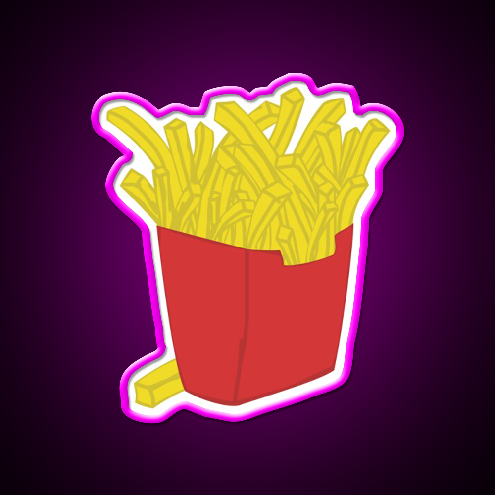 Box Of Fries Fast Food Led Neon Sign For Burger Place Rgb Color