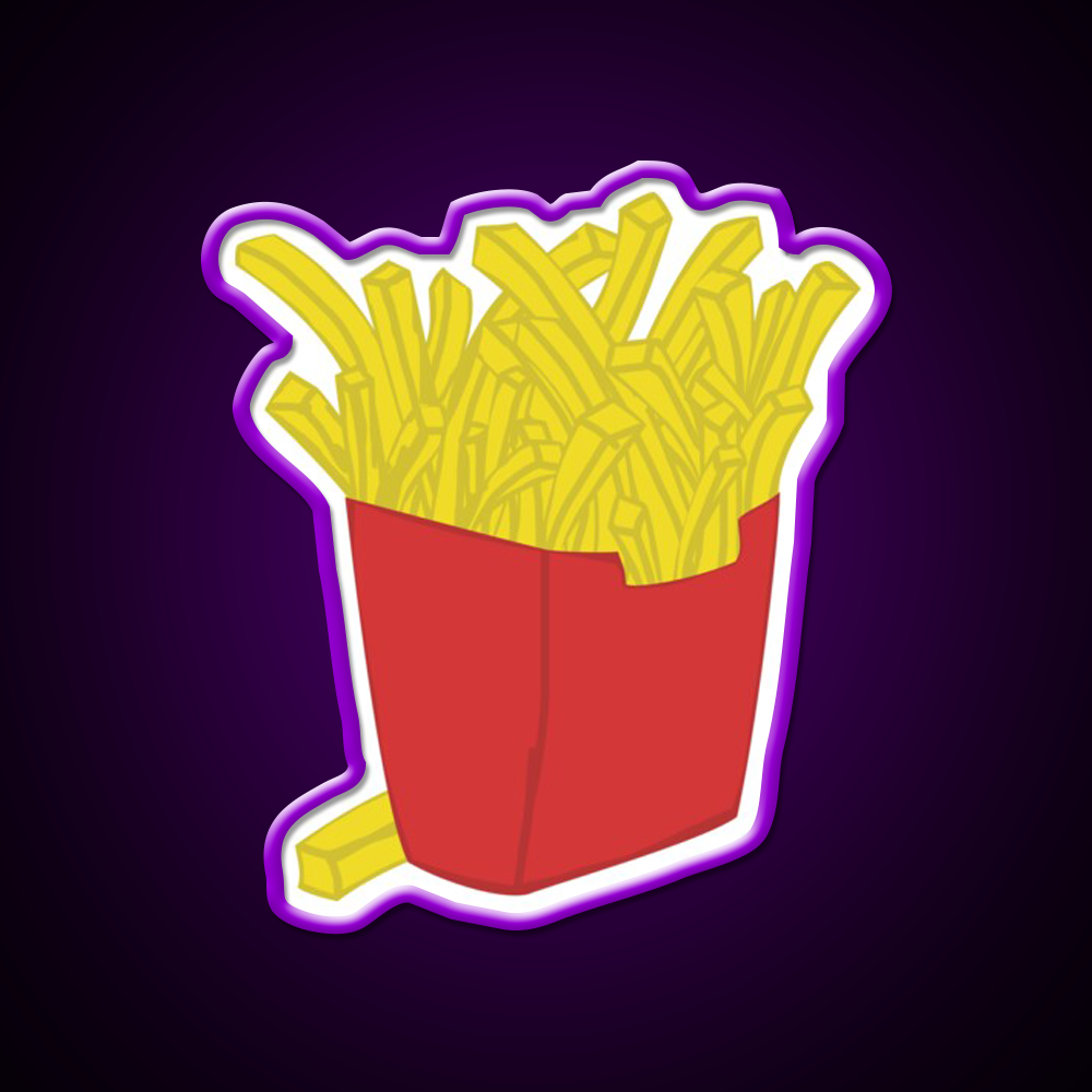 Box Of Fries Fast Food Led Neon Sign For Burger Place Rgb Color