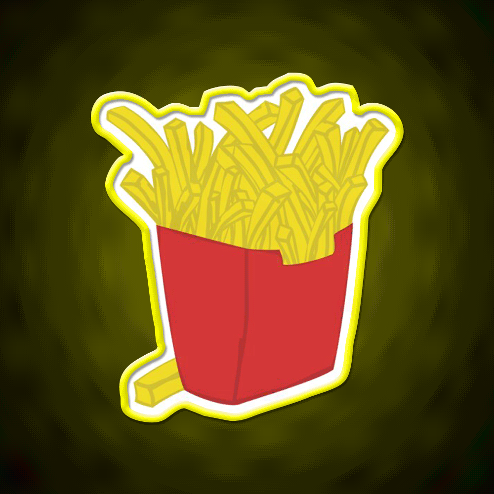 Box Of Fries Fast Food Led Neon Sign For Burger Place Rgb Color