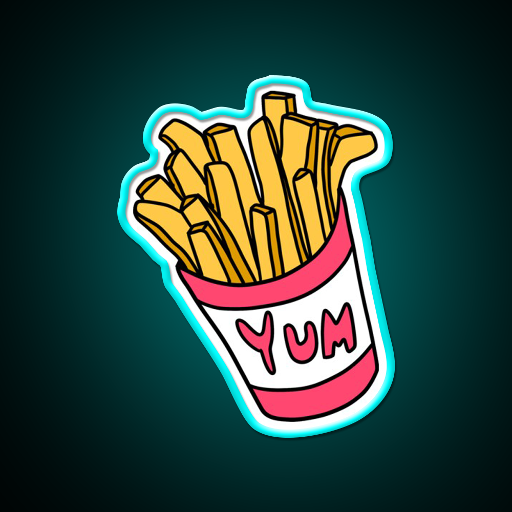 Box Of Fries Fast Food Led Neon Sign For Burger Place Wall Art Rgb Color