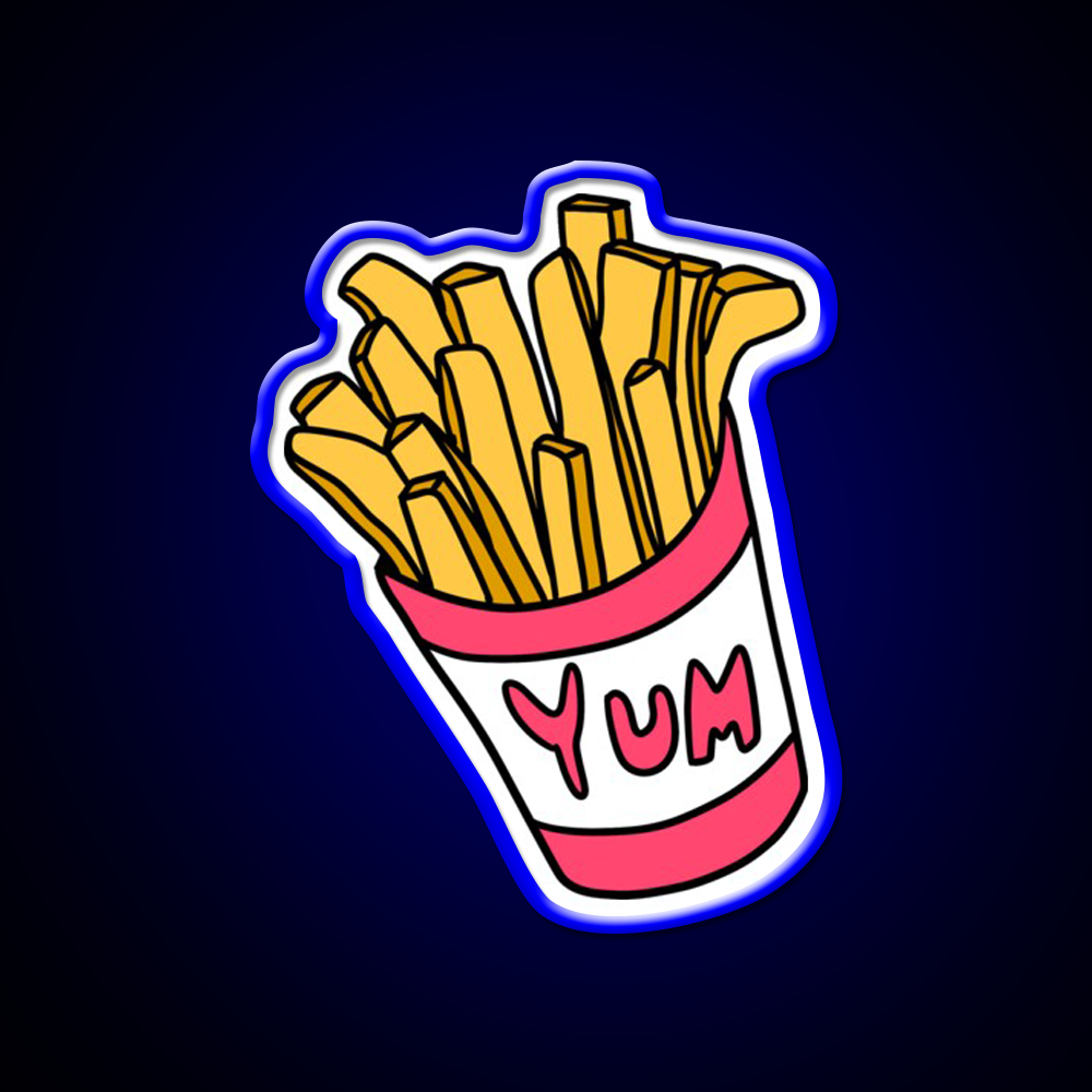 Box Of Fries Fast Food Led Neon Sign For Burger Place Wall Art Rgb Color