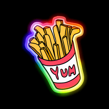 Box Of Fries Fast Food Led Neon Sign For Burger Place Wall Art Rgb Color