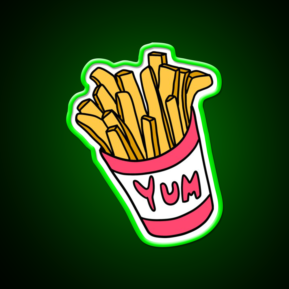 Box Of Fries Fast Food Led Neon Sign For Burger Place Wall Art Rgb Color