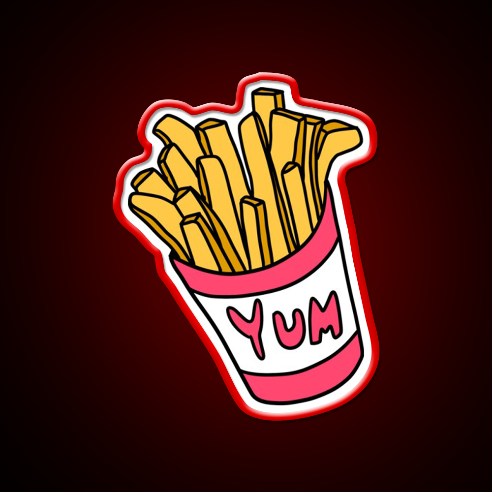 Box Of Fries Fast Food Led Neon Sign For Burger Place Wall Art Rgb Color