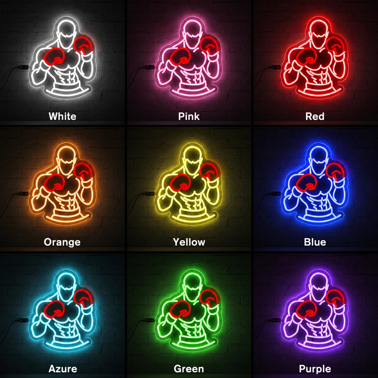 Boxer Wall Neon Sign LED Neon Sign color grid