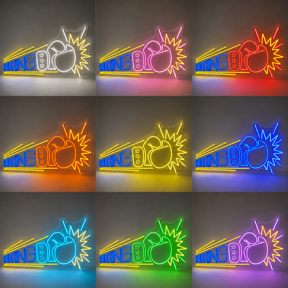 Boxing Glove Room Decor LED Neon Sign color grid