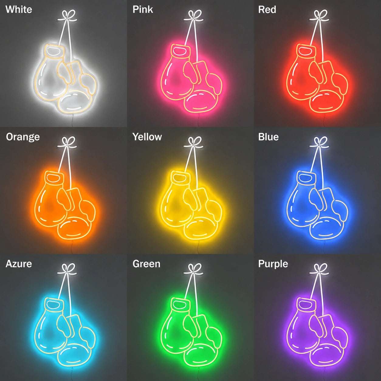 Boxing Gloves Bow Neon Sign LED Neon Sign color grid