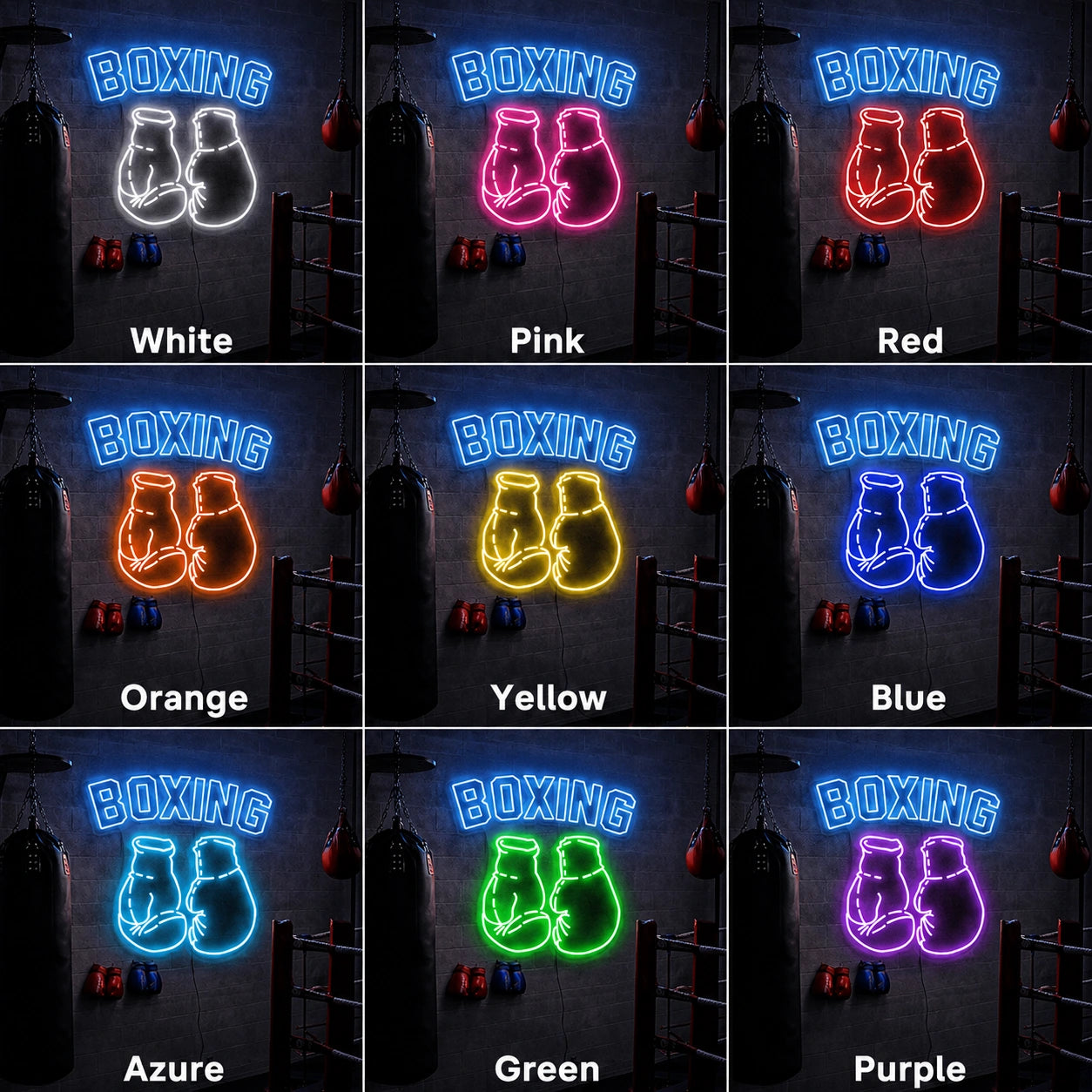 Boxing Room Gloves Neon Sign LED Neon Sign color grid
