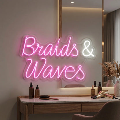 Braids And Waves LED Neon Sign - 02 High-Converting Product Image