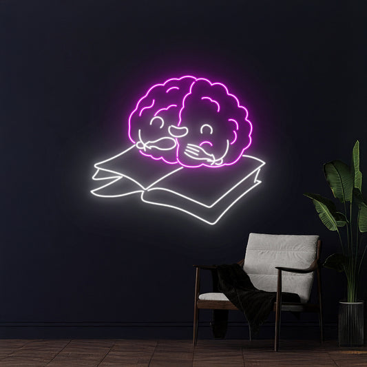 Brain Book Neon Sign