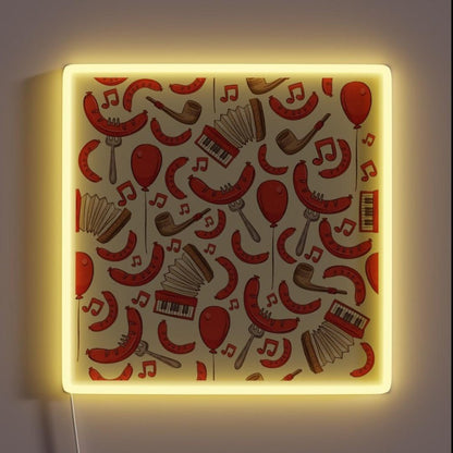 Bratwurst And Music Oktoberfest Cream Rgb Led Neon Sign - Shineneon