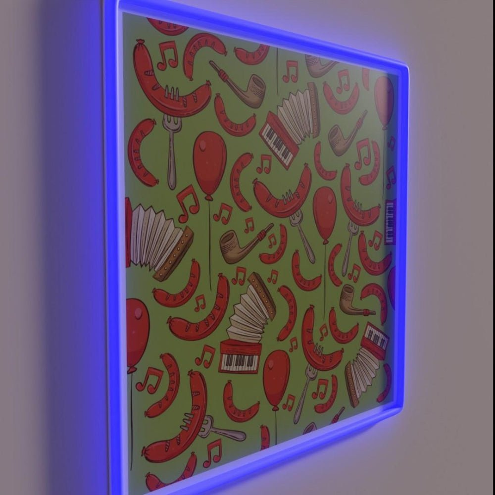 Bratwurst And Music Oktoberfest Key Lime Rgb Led Neon Sign - Shineneon