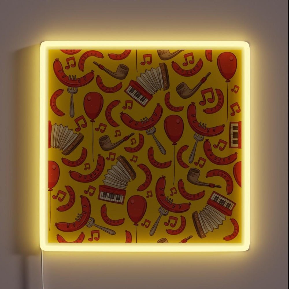 Bratwurst And Music Oktoberfest Marigold Rgb Led Neon Sign - Shineneon