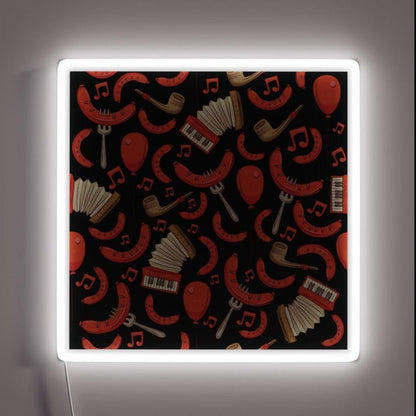 Bratwurst And Music Oktoberfest Pattern Black Rgb Led Neon Sign - Shineneon
