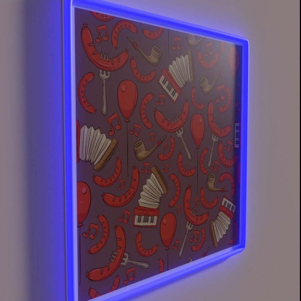 Bratwurst And Music Oktoberfest Pattern Grape Rgb Led Neon Sign - Shineneon
