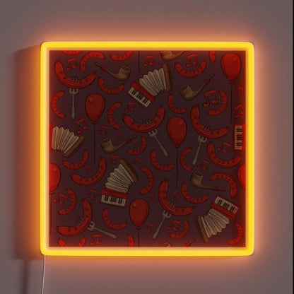 Bratwurst And Music Oktoberfest Pattern Grape Rgb Led Neon Sign - Shineneon