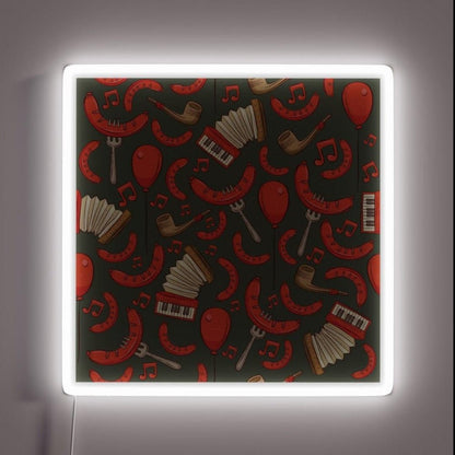Bratwurst And Music Oktoberfest Pewter Rgb Led Neon Sign - Shineneon