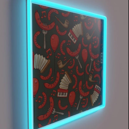 Bratwurst And Music Oktoberfest Pewter Rgb Led Neon Sign - Shineneon