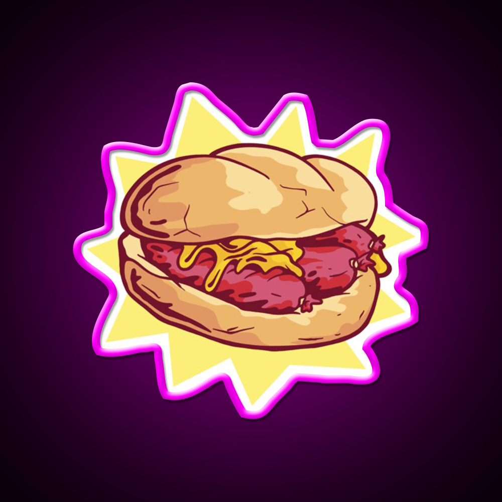 Bratwurst Fast Food Led Neon Sign For Burger Place Rgb Color