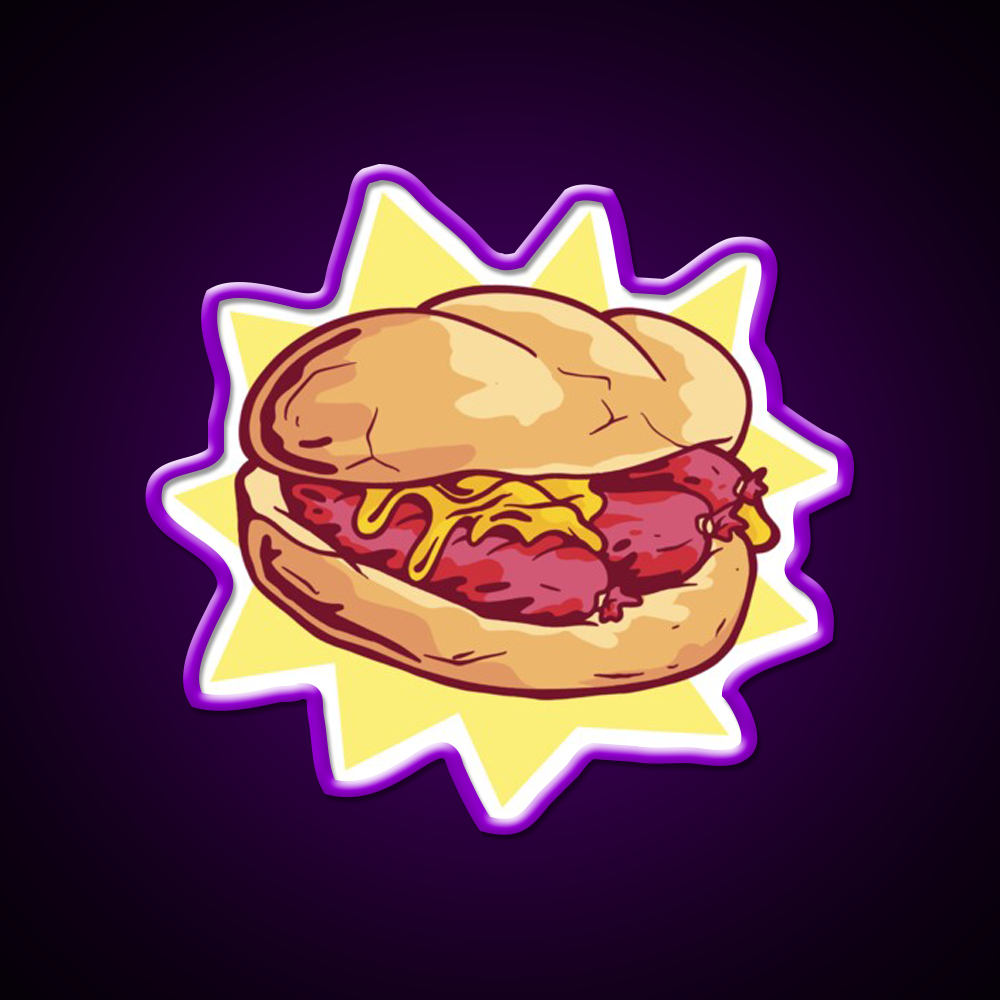 Bratwurst Fast Food Led Neon Sign For Burger Place Rgb Color