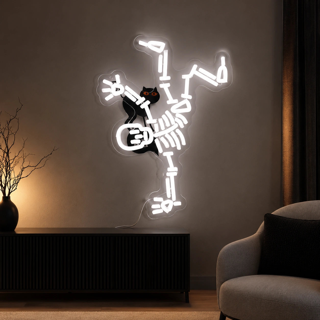 Breakdancing Skeleton LED Neon Sign color grid