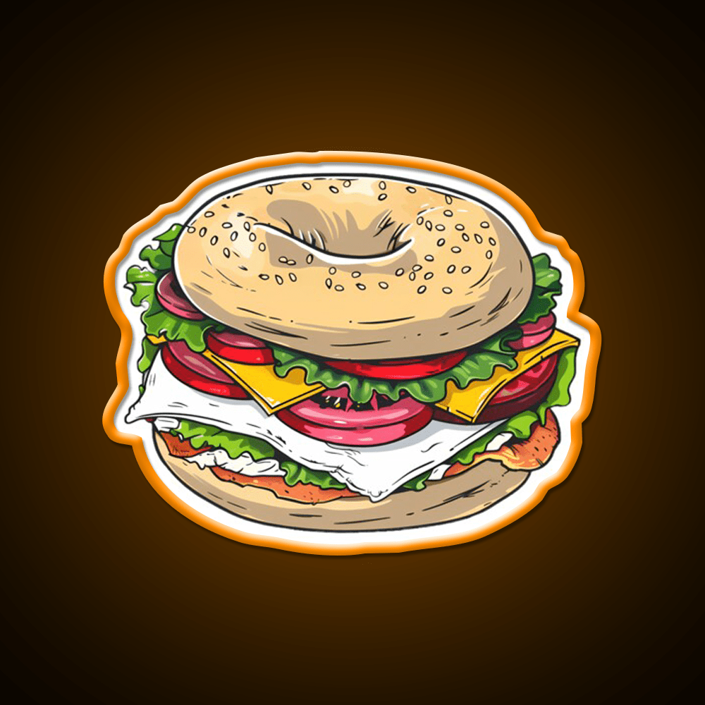 Breakfast Bagel Sandwich Snack Food Led Neon Sign Rgb Color - Shineneon