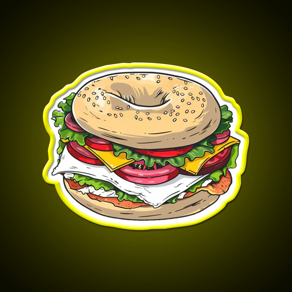 Breakfast Bagel Sandwich Snack Food Led Neon Sign Rgb Color - Shineneon