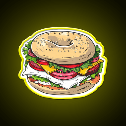 Breakfast Bagel Sandwich Snack Food Led Neon Sign Rgb Color - Shineneon