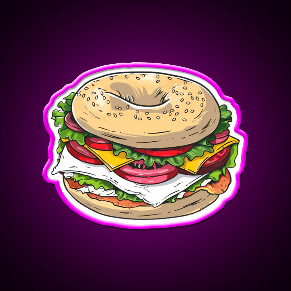 Breakfast Bagel Sandwich Snack Food Led Neon Sign Rgb Color - Shineneon