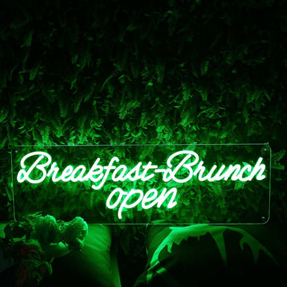 Breakfast Brunch Open Green Neon Sign | Shineneon
