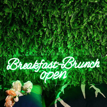 Breakfast Brunch Open Green Neon Sign | Shineneon