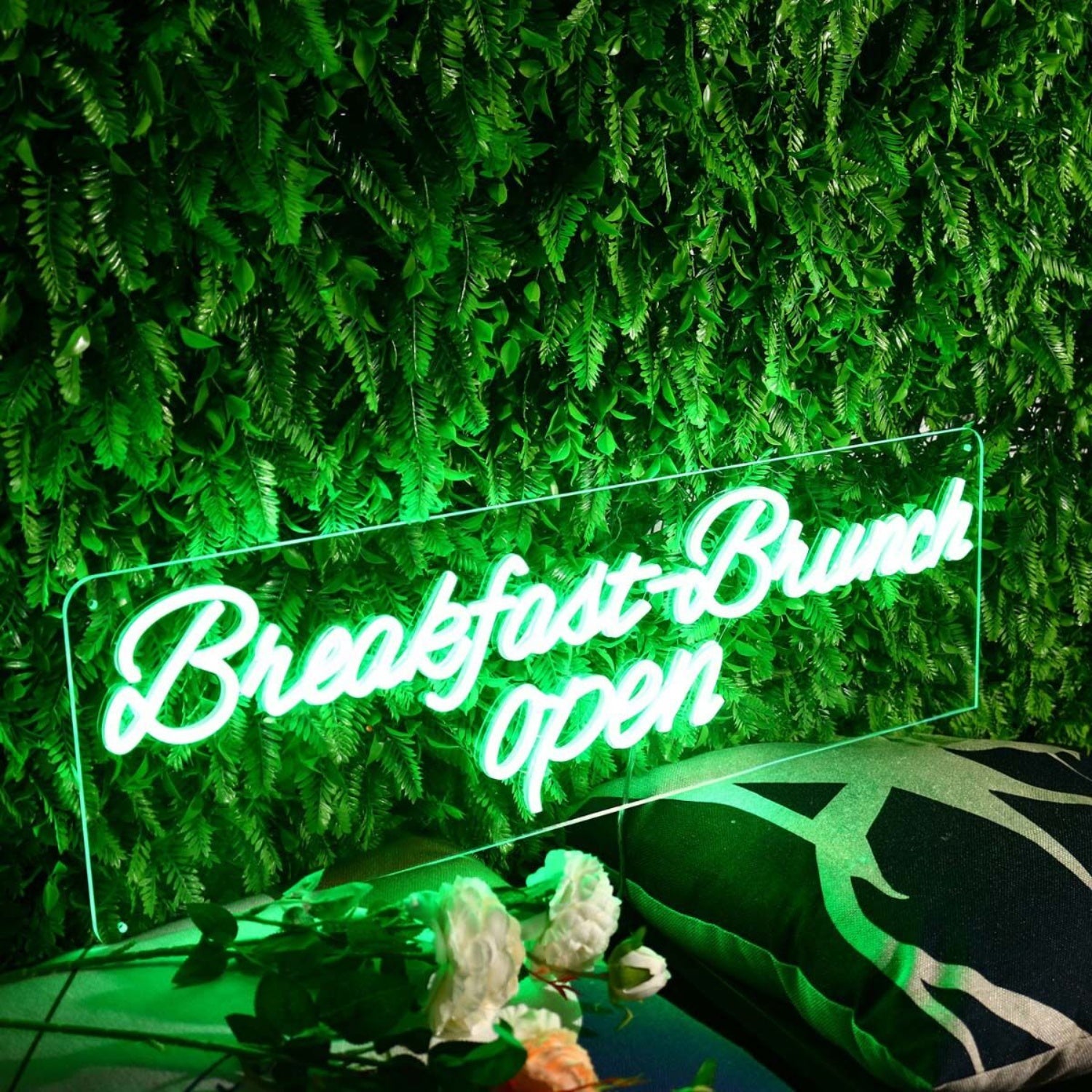 Breakfast Brunch Open Green Neon Sign | Shineneon