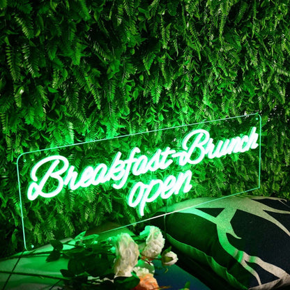 Breakfast Brunch Open Green Neon Sign | Shineneon