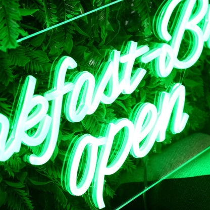 Breakfast Brunch Open Green Neon Sign | Shineneon