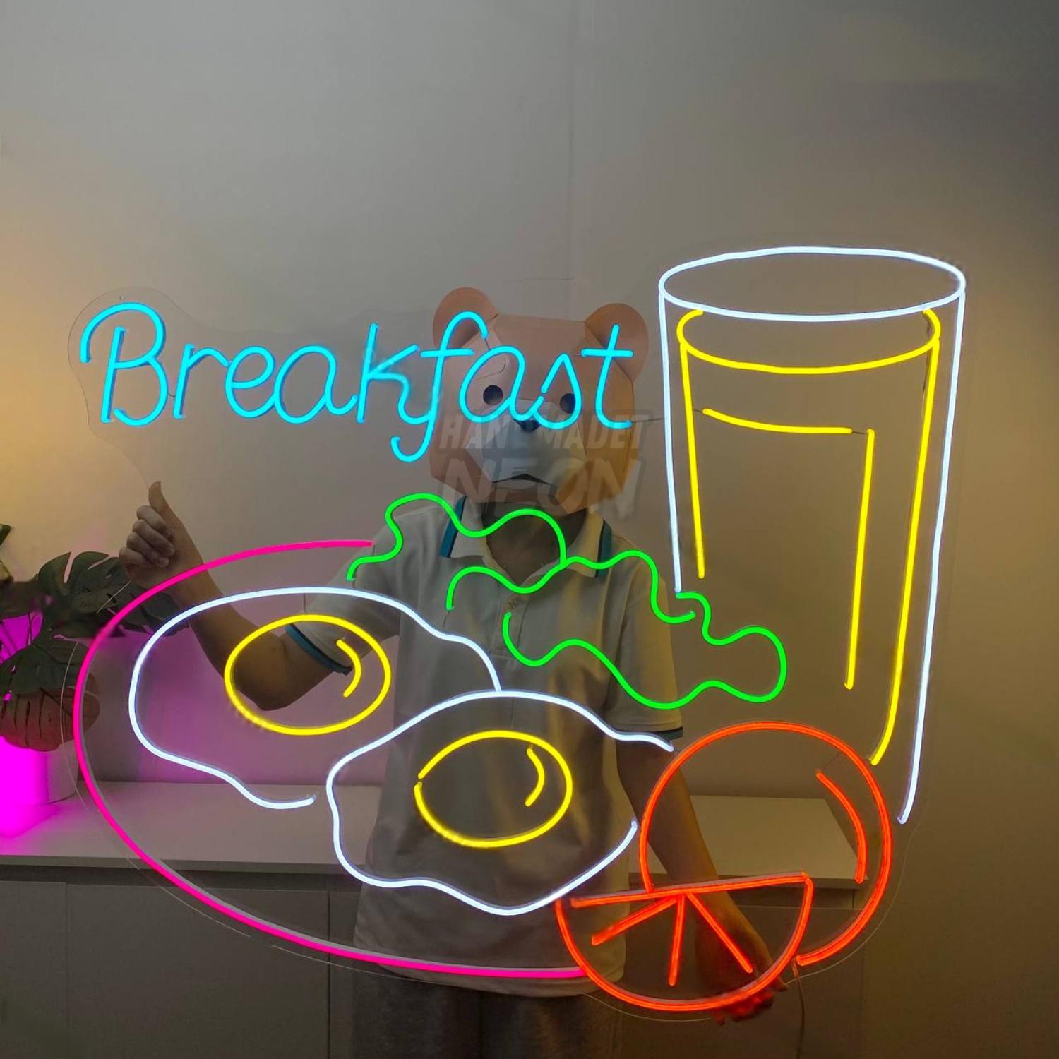 Breakfast Fried Eggs With Orange Juice Led Neon Sign Food Led Neon Sign | Shineneon