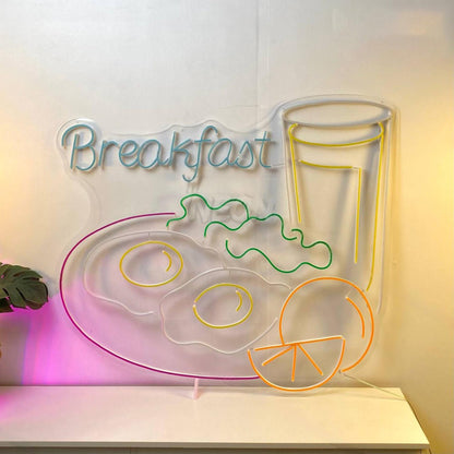 Breakfast Fried Eggs With Orange Juice Led Neon Sign Food Led Neon Sign | Shineneon