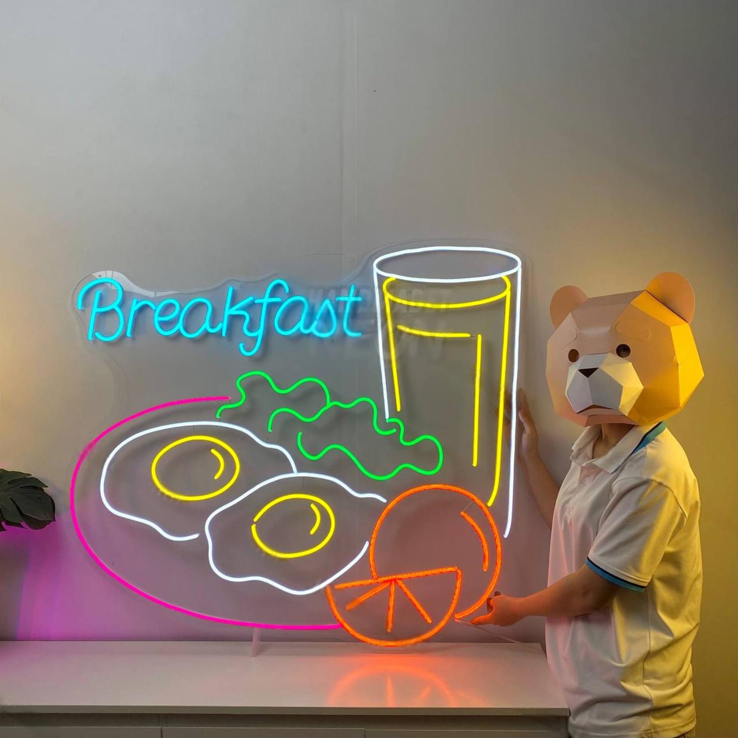 Breakfast Fried Eggs With Orange Juice Led Neon Sign Food Led Neon Sign | Shineneon