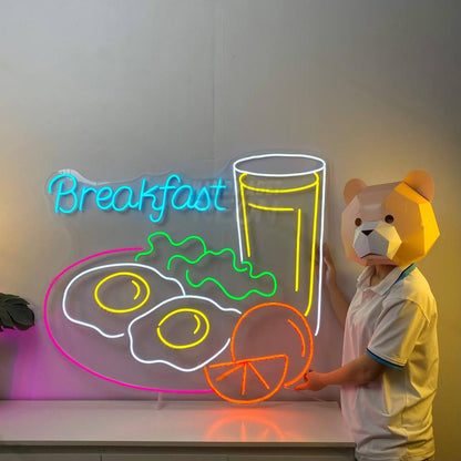 Breakfast Fried Eggs With Orange Juice Led Neon Sign Food Led Neon Sign | Shineneon