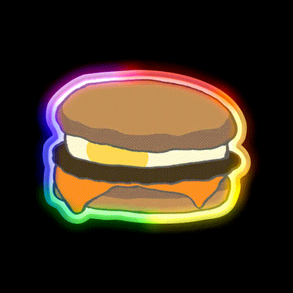 Breakfast Sandwich With Sausage Cheese Led Neon Sign For Burger Place Rgb Color - LED neon sign close-up detail