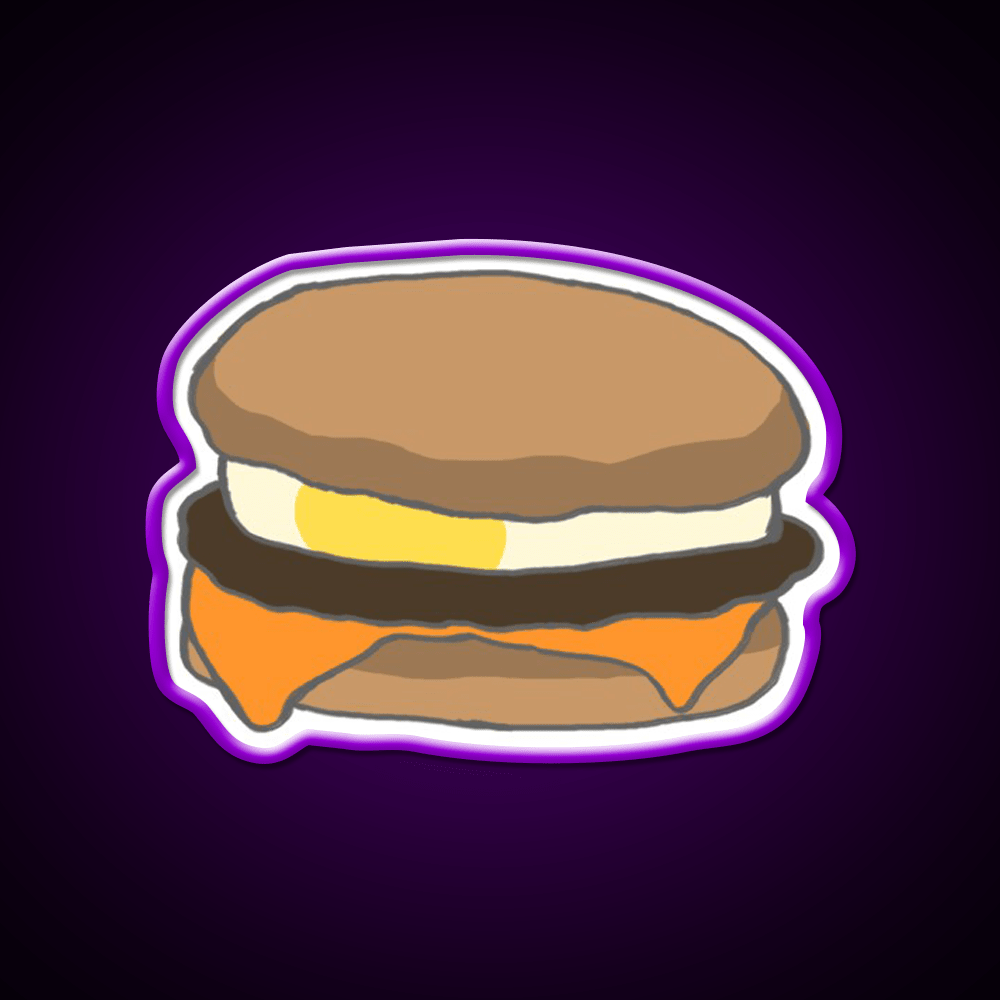 Breakfast Sandwich With Sausage Cheese Led Neon Sign For Burger Place Rgb Color - Shineneon