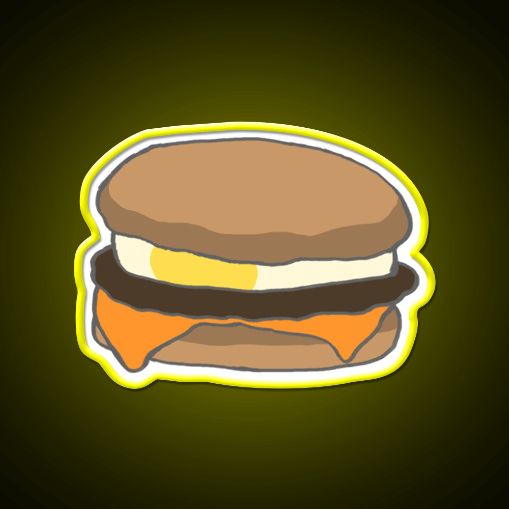 Breakfast Sandwich With Sausage Cheese Led Neon Sign For Burger Place Rgb Color - Shineneon