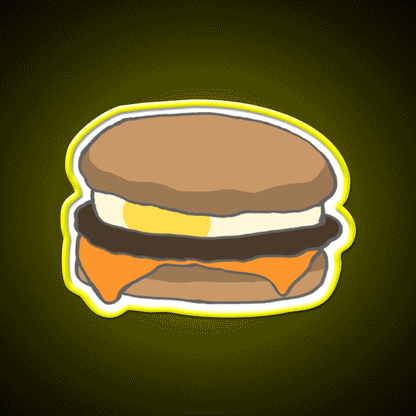 Breakfast Sandwich With Sausage Cheese Led Neon Sign For Burger Place Rgb Color - Custom LED neon sign front view