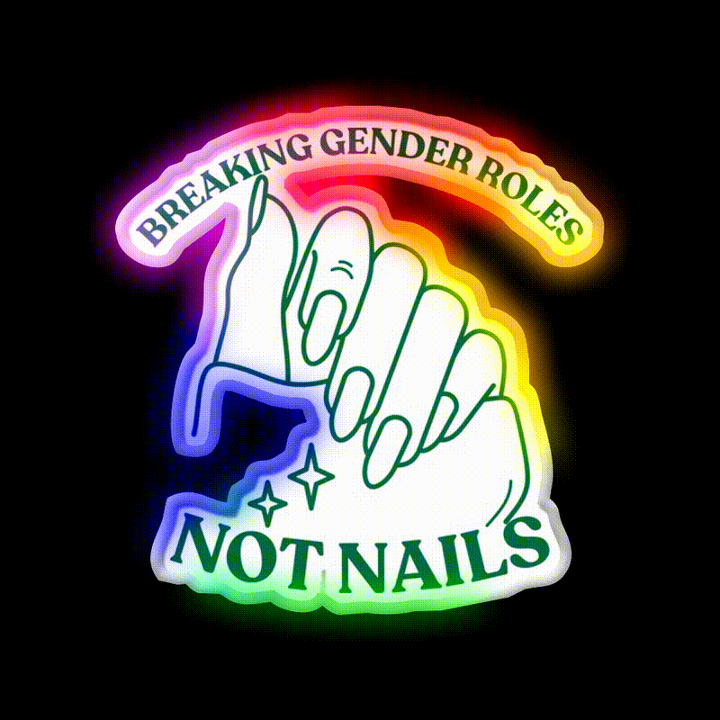 Breaking Gender Roles Green Nail Salon Led Neon Sign Rgb Color - LED neon sign close-up detail