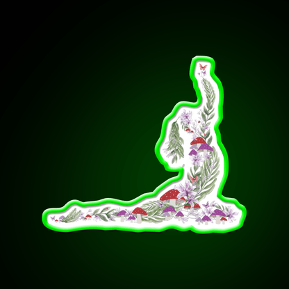 Breath Of The Forest Yoga Silhouette Mushrooms Leaves Yoga Led Neon Sign Rgb Color - Shineneon