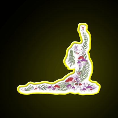 Breath Of The Forest Yoga Silhouette Mushrooms Leaves Yoga Led Neon Sign Rgb Color - Shineneon