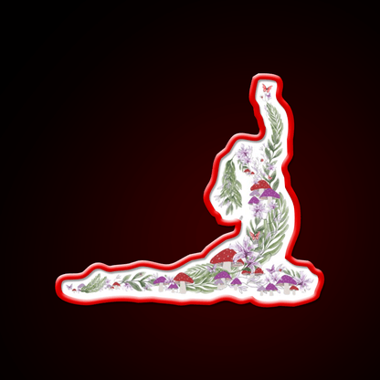 Breath Of The Forest Yoga Silhouette Mushrooms Leaves Yoga Led Neon Sign Rgb Color - Shineneon
