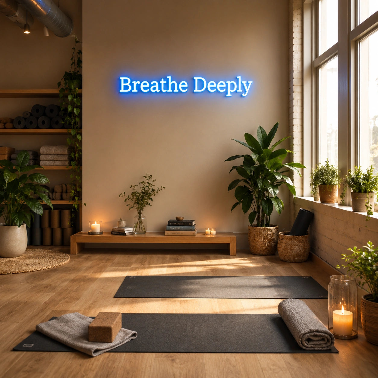 Breathe Deeply LED Neon Sign - 02 High-Converting Product Image
