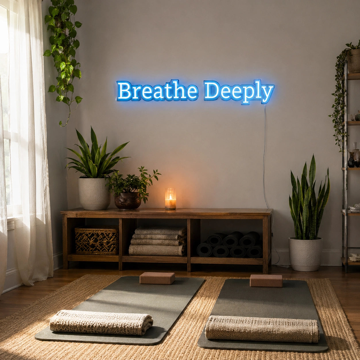 Breathe Deeply LED Neon Sign - 03 Real Lifestyle Scene