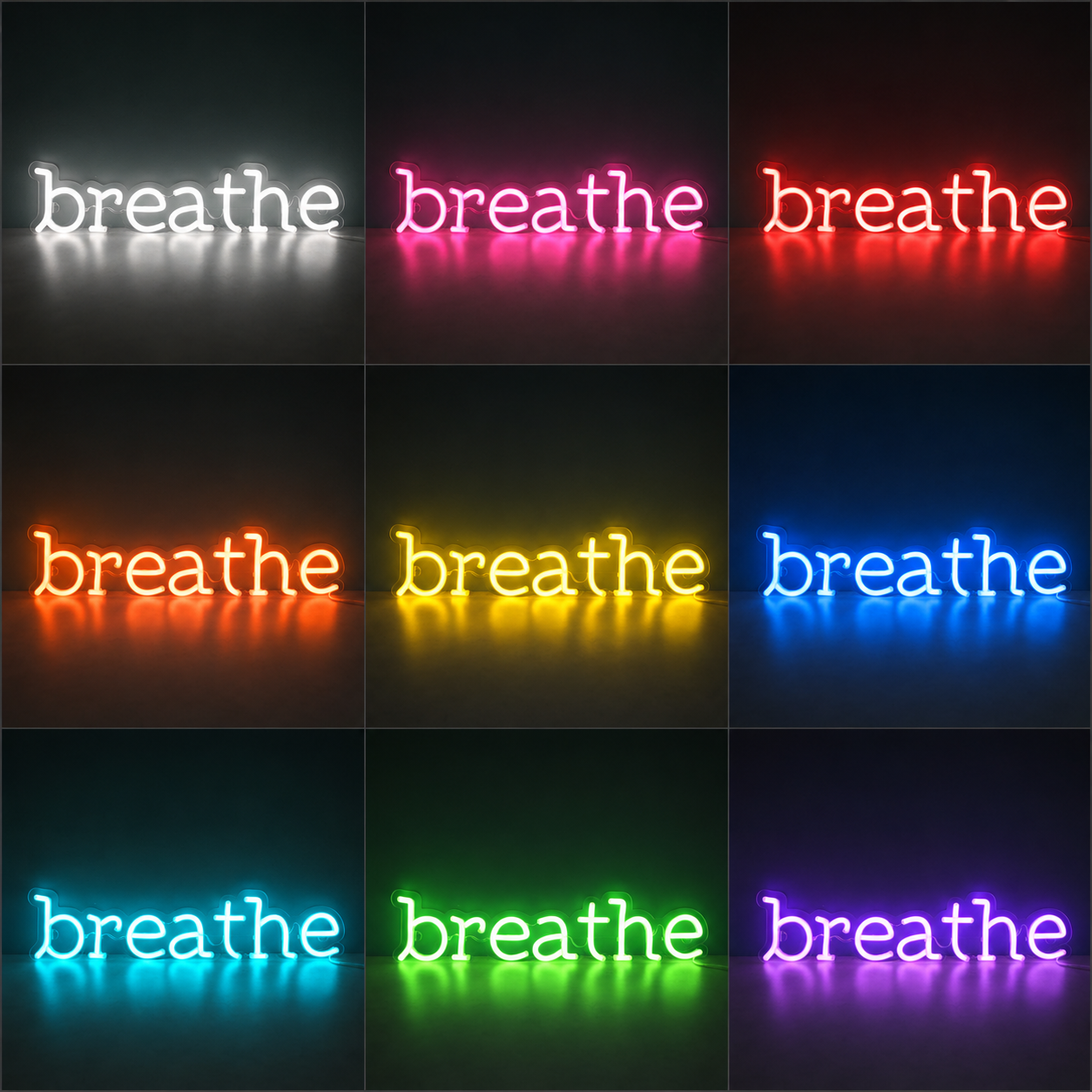 Breathe Room Decor LED Neon Sign - 05 Color Grid